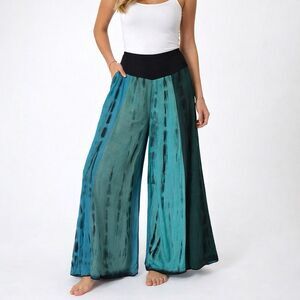 NWT Purple Moon Tie Dye Palazzo Pants Boho Festival Wide Leg Beachy S M